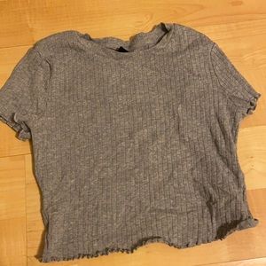 Medium, lettuce trim rib-knit tee
